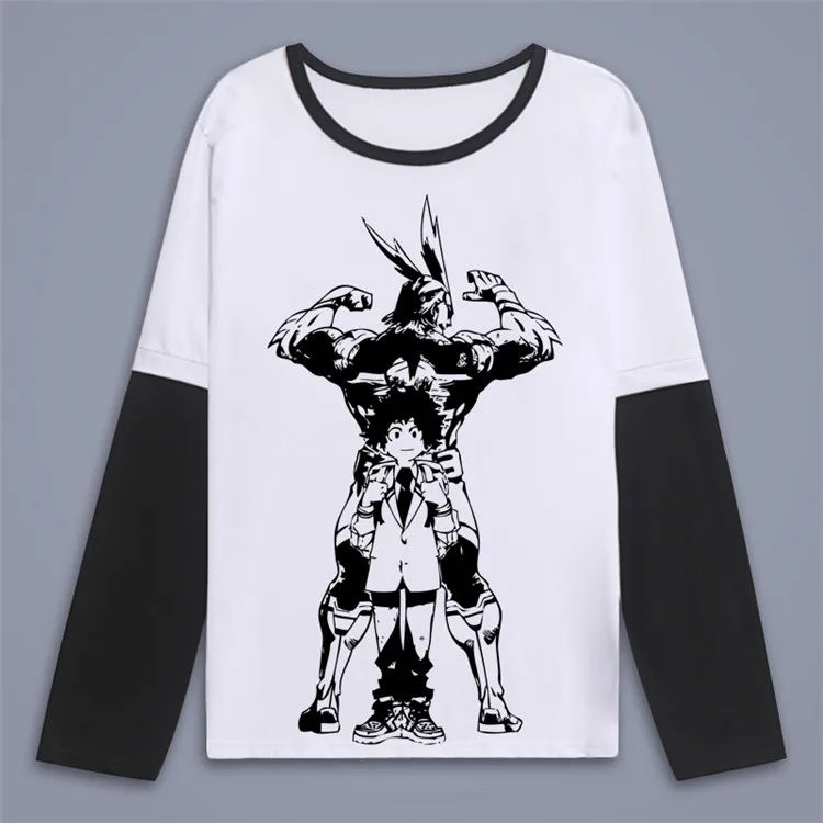 Новая футболка унисекс Boku no hero, футболка с надписью «my hero Academy», футболка унисекс с длинными рукавами - Цвет: A