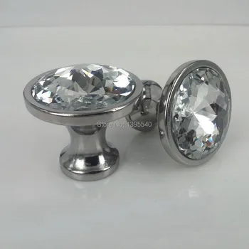 

New 10pcs 30mm K9 Crystal Cabinet Knobs Chest Handles Furniture Drawer Handles Wardrobe Pulls Cupboard Shoes Box Knobs