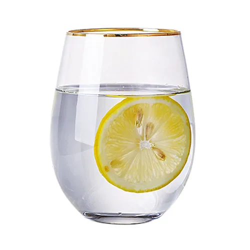550ML Golden Rim Стеклянная кружка для воды в форме яйца Стекло золотой обод бокал для вина, кружка кофе Свадебная посуда для бара Лимонная вода чашка - Цвет: 550ML Golden Rim