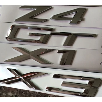 

Glossy Silver Original Font GT X1 X3 X5 X6 Letter Number Chrome Emblem Car Styling Trunk Badge Discharging Mark Sticker for BMW