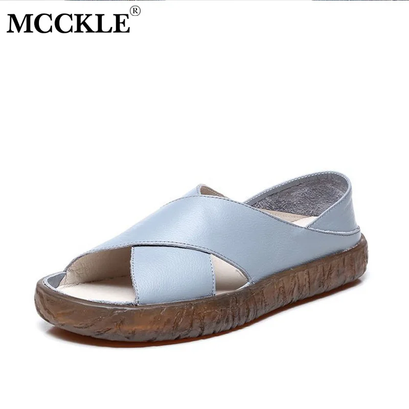 

MCCKLE Women Slip On Flat Sandals Ladies Platform Cross Two Wear Soft Open Toe Beach Shoes Ladies Casual Female Fashion Summer