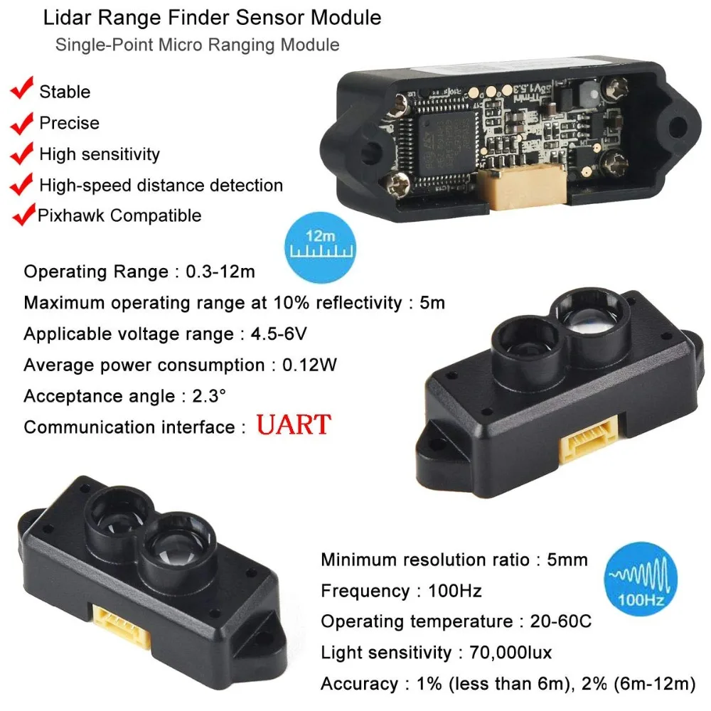 TOF Benewake Lidar Range Finder модуль датчика одноточечный микро-модуль, совместимый с Pixhawk, Arduino с UART