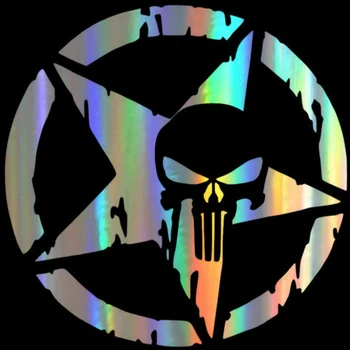 

Star Punisher stickers Skull Decal for car window bumper truck laptop JDM Sticker Funny Laser decals 13*13cm