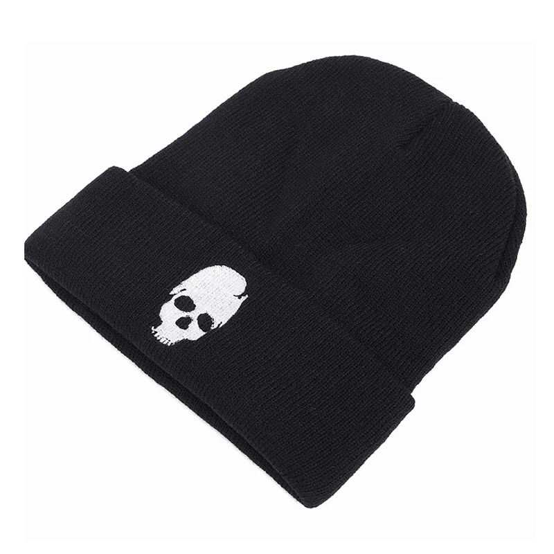 Skullies Beanie Men Boy Autumn Winter Knit Hat Warm Acrylic Brim Embroidery Skiing Sports Outdoor Accesssory (10)