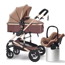 Легкая детская коляска брендов 3 в 1 Зонт прогулочная коляска коляски для новорожденных Детские коляски может сидеть или лежать высокое пейзажи