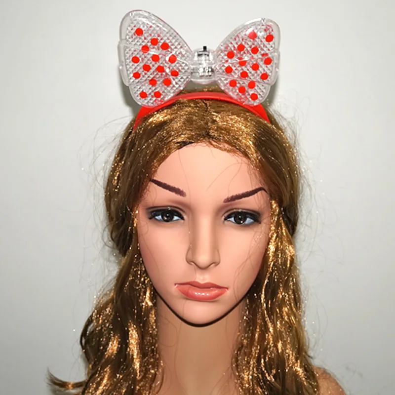 

8Pcs/Lot Novelty led Transprent Flash headband glow masquerade led bowknot headband Light Up Headband Rave birthday party decor