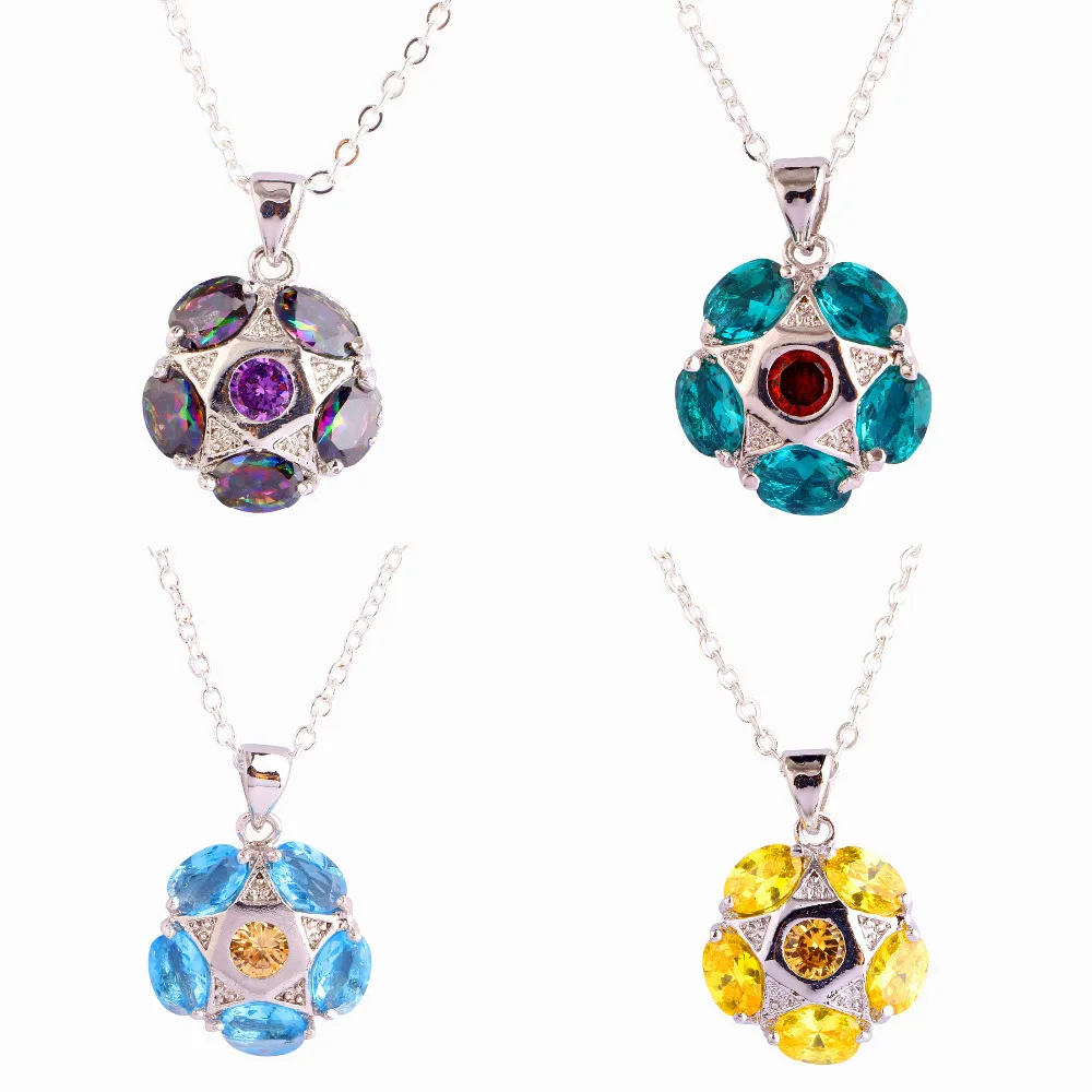 New Women Pendants Unique Design Multi Color Stones Silver Color Chain Pendants Necklace Jewelry