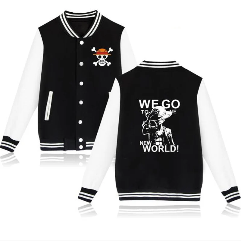 

Bomber Jacket Men Japanese Anime One Piece Luffy Funny Hoodie Street Wear Hip Hop One Piece Baseball Jackets Coat Male Tracksuit
