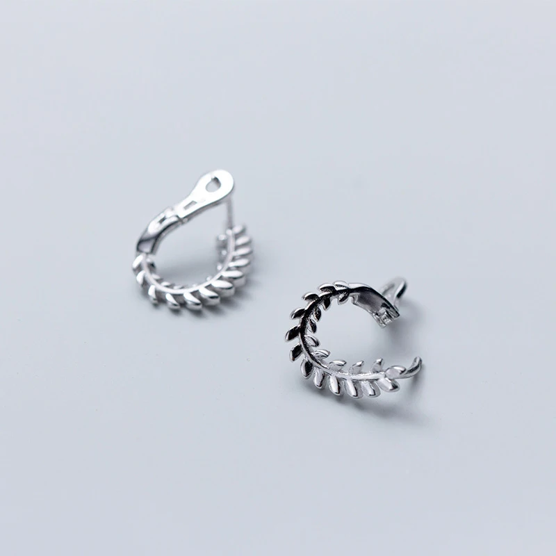 

Fashion Real 925 Sterling Silver Tree Leaves Huggie Hoop Earrings for Women Lady Girls Fine Jewelry (SE387)