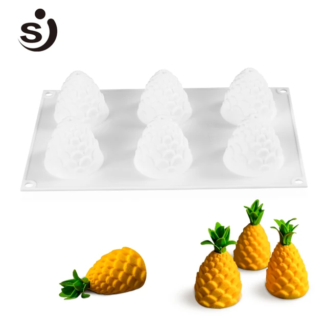 Sj Merek 100 Silikon Makanan Cetakan Buah Nanas Bentuk Kue Sj Merek 100 Silikon Makanan Cetakan Buah Nanas Bentuk Kue 6 Rongga Putih Pastry