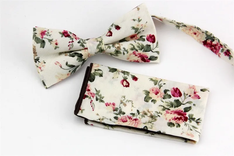 Mantieqingway хлопок и полиэстер цветочные Bowties платок Набор карманные площади и Papillon Полотенца и галстуки для мужской костюм галстуки