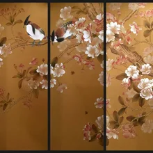 Ручная роспись шелковые обои живописи цветок с птицы ручная роспись стены бумаги ручной росписью много фотографий/фоны дополнительно