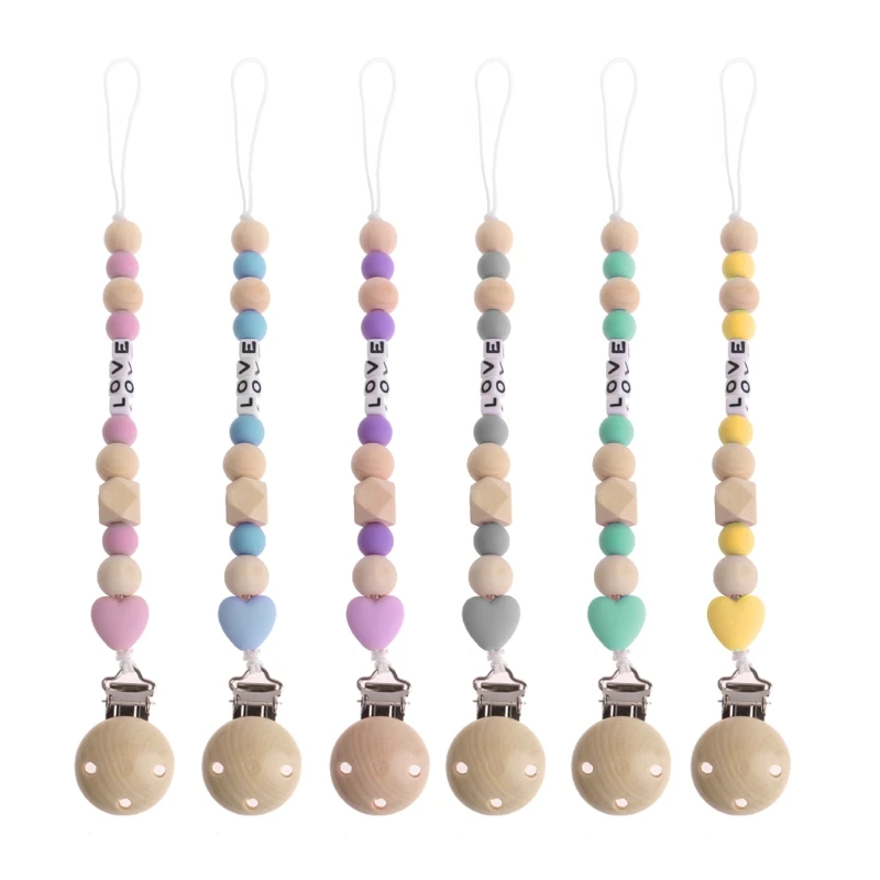 Wood Nipple Holder For Dummy Feeding Lovely Baby Pacifier Chain Nipple Soother anti-lost stroller chain