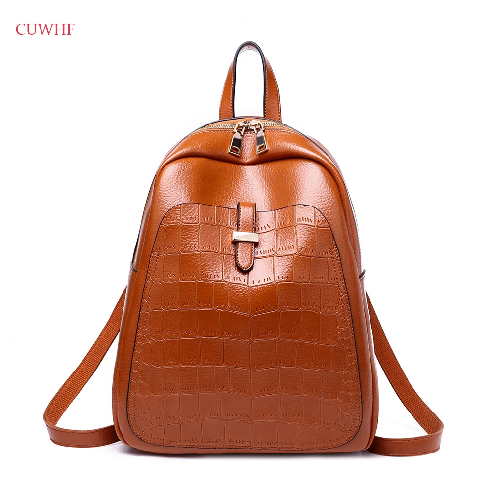 

New crocodile pattern Women Backpack Vintage Stylish School Bag Ladies PU Fabric Backpack Female Bookbag a leather backpack