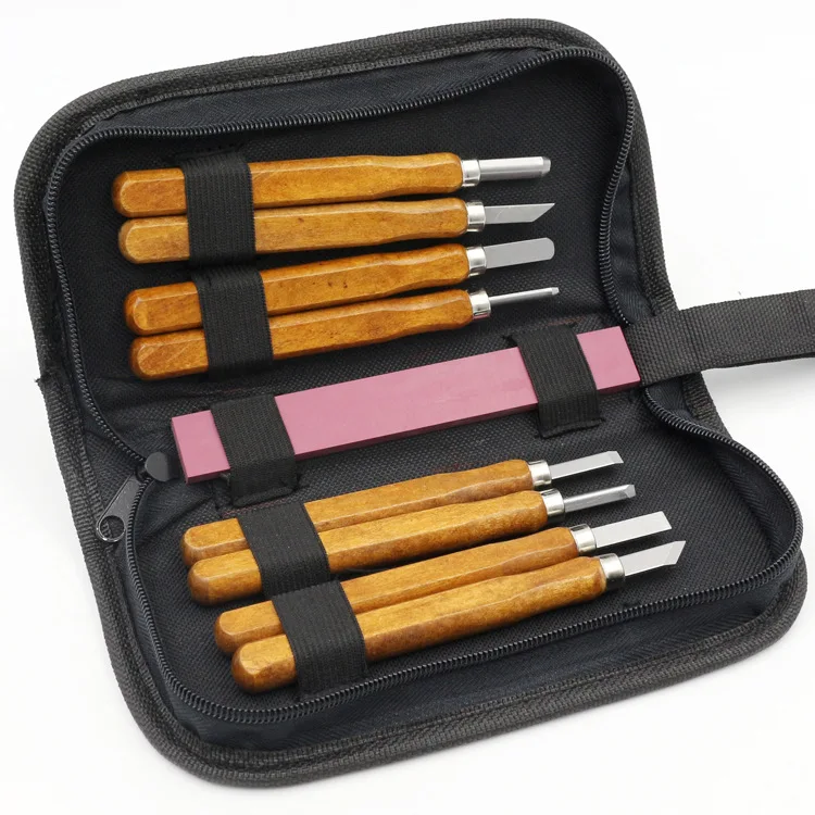 8 PCS Handmade wood carving knife Rubber carved Woodcarving toolsin