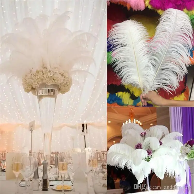 

50pcs/lot 6-26 inch Ostrich Feather White Plume Wedding Party table Centerpiece Desktop Decoration Plush Christmas Decor
