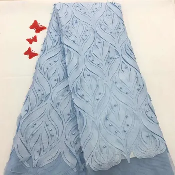 

African Tulle Lace Fabric 2018 African French Lace Fabric High Quality With Beads Nigerian Embroidery Tulle French Lace H1210