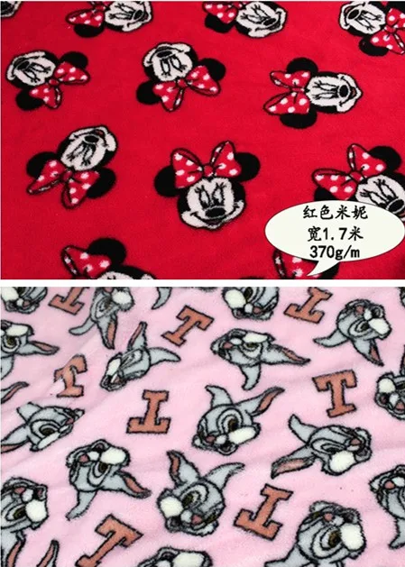 100*170 см кролик тампер Минни двойной толщины фланель Эластичность Ткань для шитья diy Детская аппликация для девочки шаль шарф пальто
