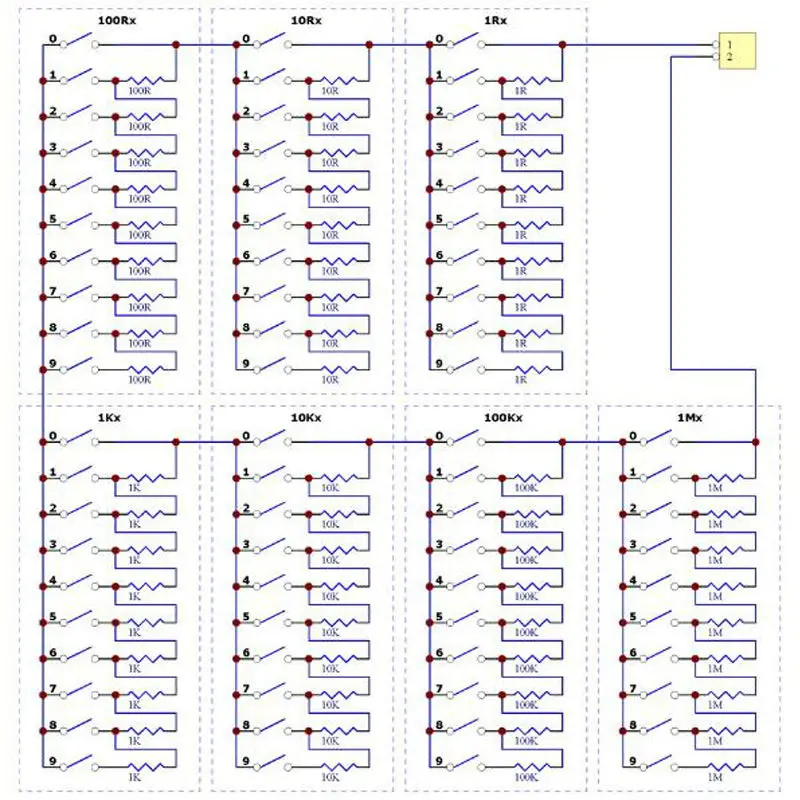 1R-9999999R программируемая резисторная плата, шаг 1R, 1%, 1/2 Ватт, din-рейка, ползунковый резистор