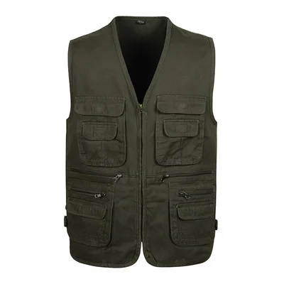 2018 New Men's Casual Vest With Multi Pockets Cotton Men Vests Regular ...