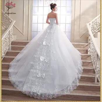 

luxury trailing lace wedding dress sexy strapless plus size vintage wedding dresses handmade WED90017