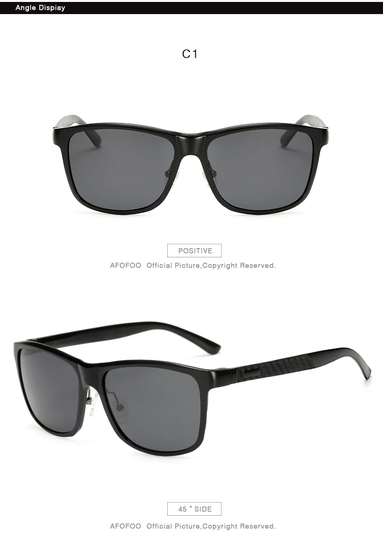 AFOFOO Aluminum Magnesium Mens Polarized Sunglasses Brand Design Square Men Driving Sun glasses Male UV400 Shades Eyewear