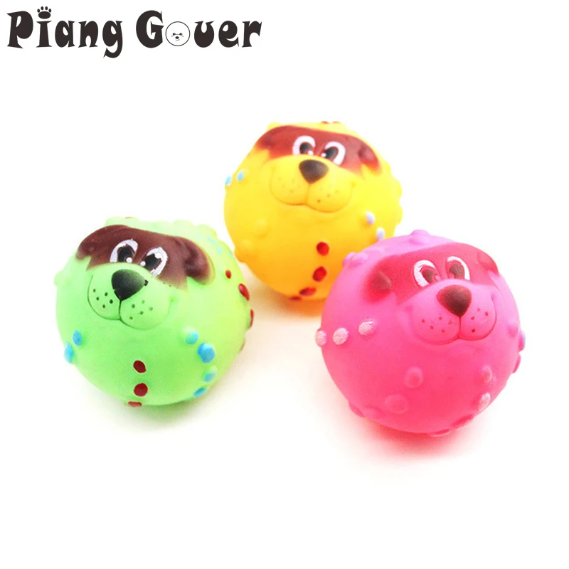 Pet Plastic Dogs Ball Clean Tooth Chew Outdoor Balls Dog Squeak Toysin