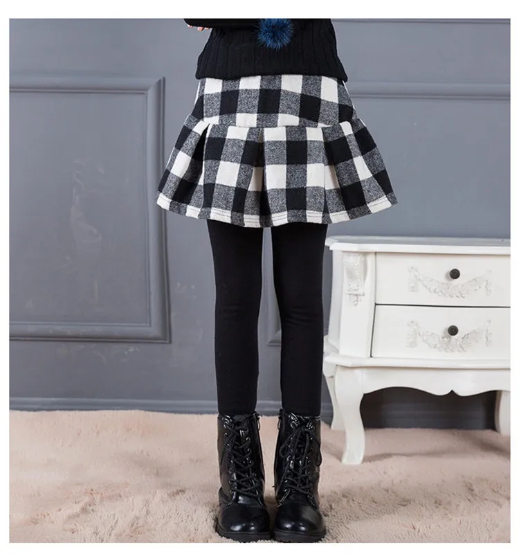 3-12 y girls winter leggings with skirt plaid warm legging girl kids cotton velvet fleece teen 10 12 children clothes On Sales (7)