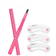 1 шт. карандаш для бровей waterproof Водонепроницаемый Прочный автоматический карандаш для бровей+ 3 набор для перманентного макияжа бровей трафареты Уход Набор инструмент для макияжа