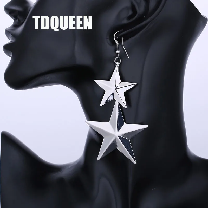 Exaggerated Star Earrings Long Dangle Metal Sequins Earring Gold Color and Silver Plated Long Hanging Earrings for Women (4)