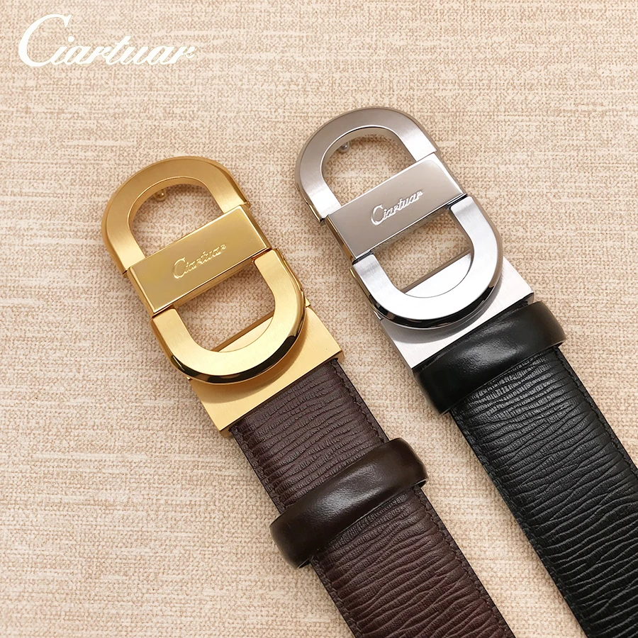 

2019 ciartuar new design belt high quality for men women genuine leather first layer luxry gold sliver buckle free shipping
