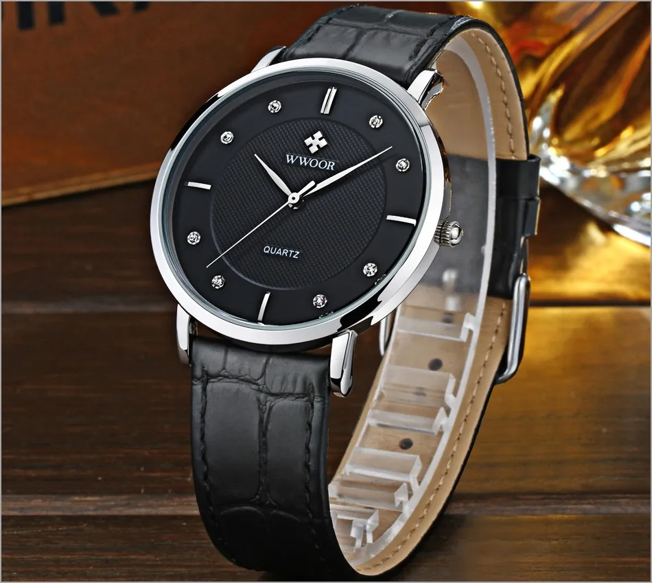 WWOOR  Watch for Men Brown Leather Classic 50M Waterproof Luxury Men's Wrist Watch Japanese Quartz Movement Thin Male Clock (7)