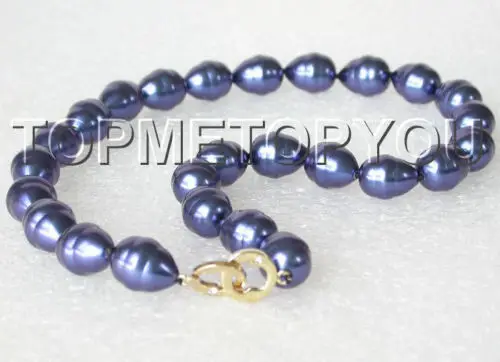 

Free Shipping >>>>Excellent 18" 15mm baroque navy blue south sea shell pearls necklace nhfmu