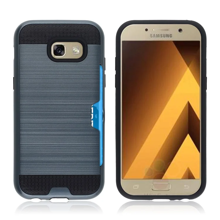 For Samsung Galaxy A5 2017 Case A520 Hybrid Armor Brushed PC Silicone Back Cover Card Slot A7 A720 |