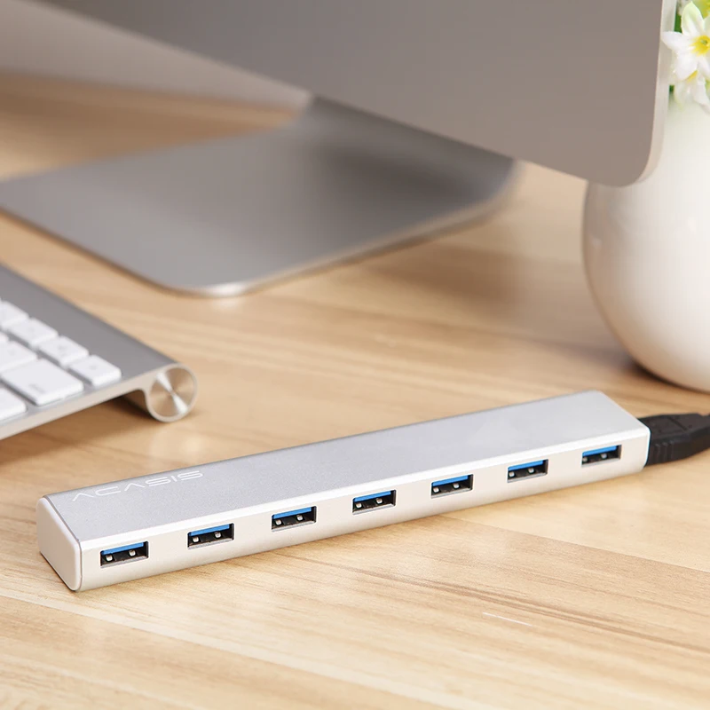 

Acasis Aluminum High Speed USB3.0 HUB 7 Ports Splitter Adapter Computer Accessories High Quality USB HUB + 5V 3.5A Power Adapter