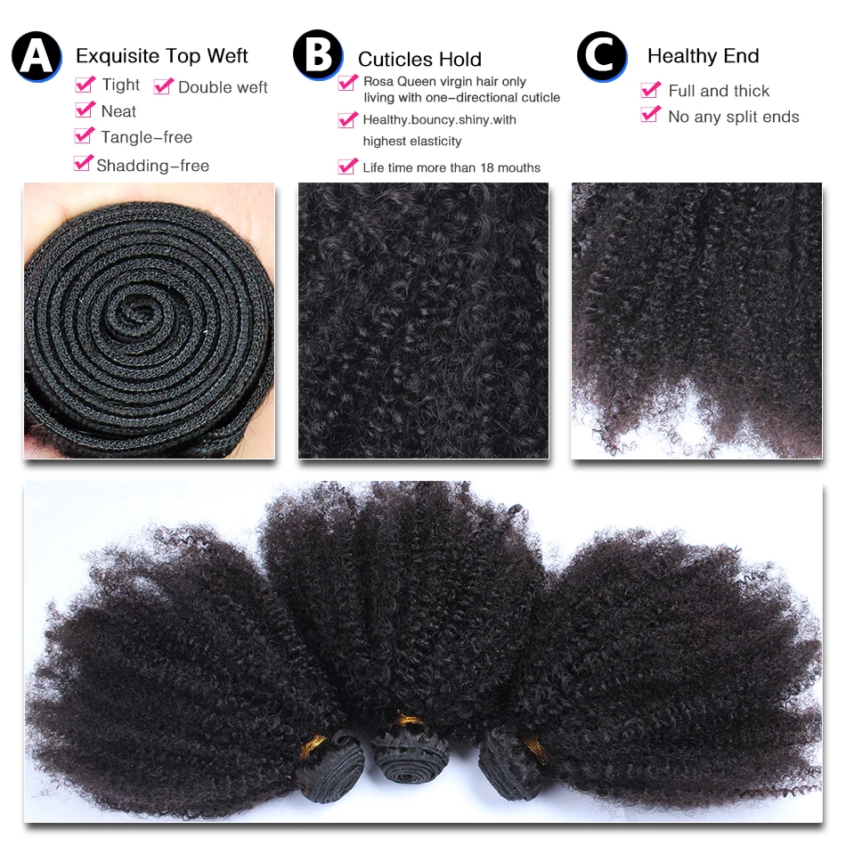 Mongolian-Afro-Kinky-Curly-Hair-Weave-3-Human-Hair-Bundles-With-Closure-4-Pcs-Lot-Natural (2)