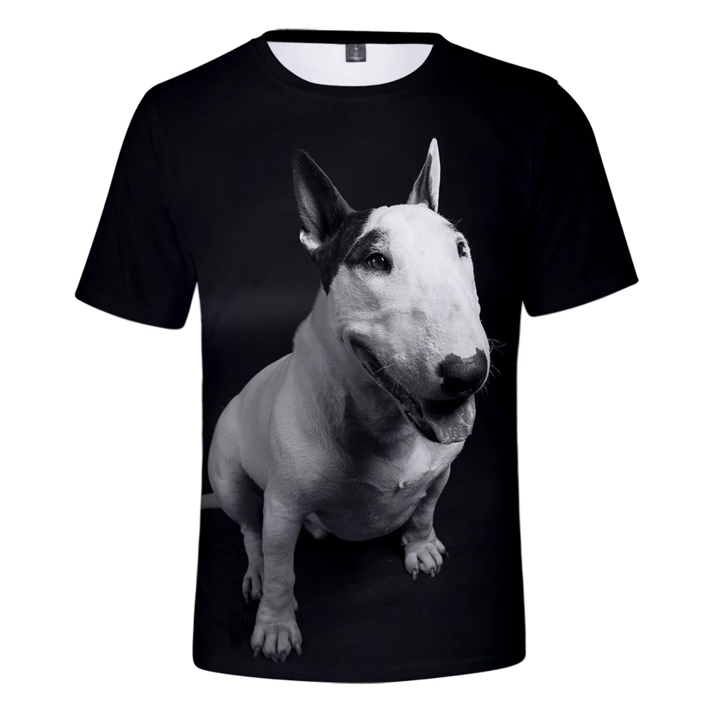 

New listing 2019 summer fashion hip hop bull terrier T-shirt short sleeve printing bull terrier casual 3D t-shirt xxs-4xl