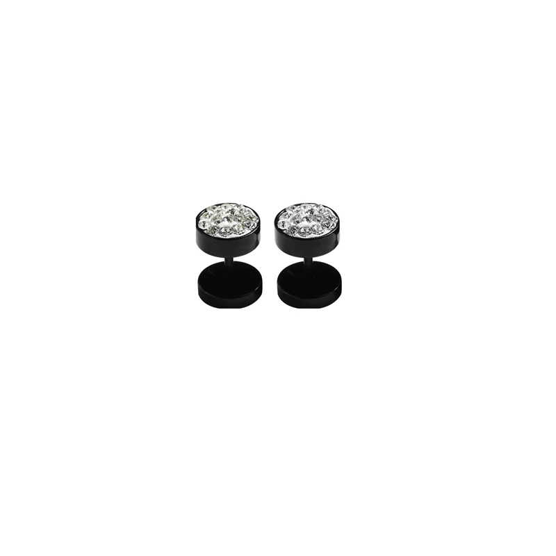 

Fashion Barbell Dumbbell Hao stone Earring Black Corol Stainless Steel Stud Earrings Women Men's Punk Gothic Earring For men