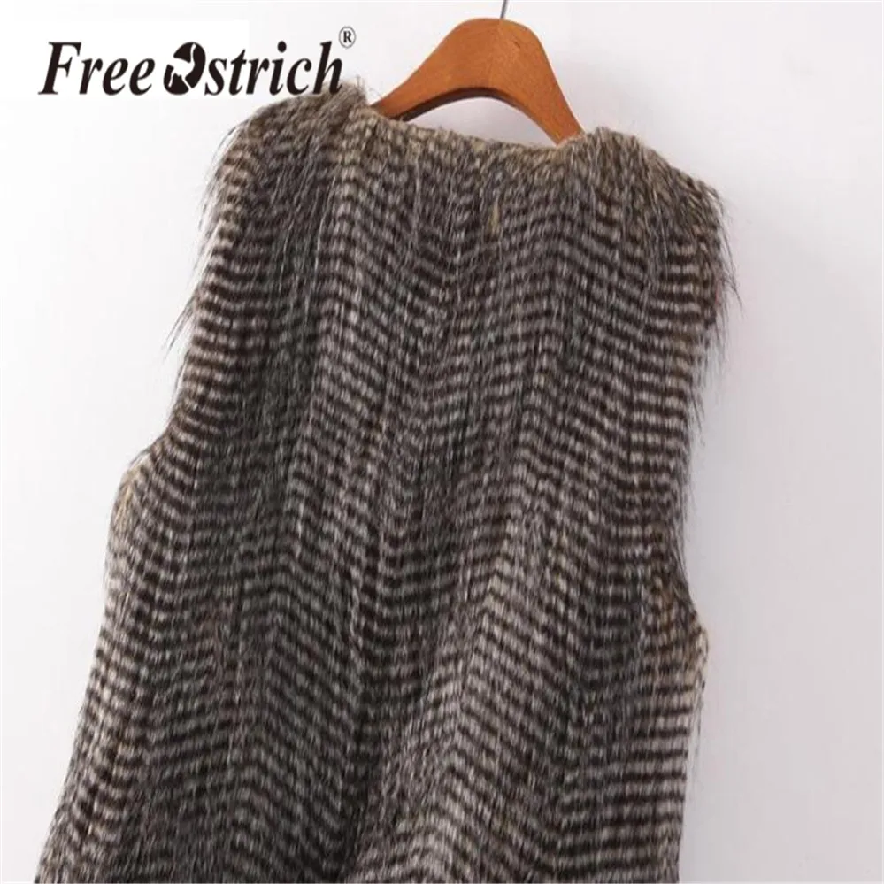 Free Ostrich Super Qulity Winter Women 2018 Lady Faux Fur Vest Sleeveless Coats Outerwear Jackets Waistcoat E0740