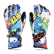 Взрослые зимние мужские женские Лыжный велосипед Велоспорт езда теплые непромокаемые ветрозащитные лыжные перчатки Coloful граффити