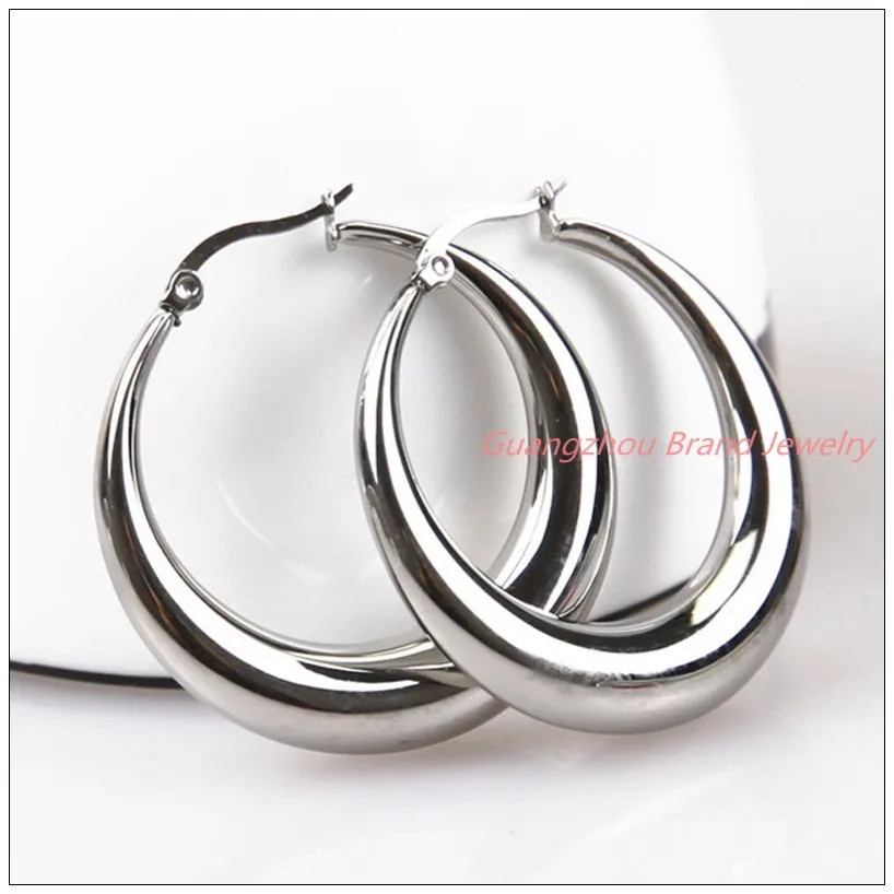 

29mm*28mm 7.3g Wholesale Fashion 316L Stainless Steel Silver Dangle Womens Hoop Earrings Highly Polished Not Fade Not Allergy