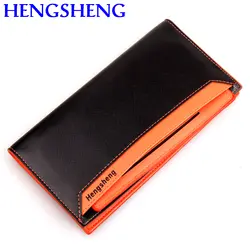 Бесплатная доставка hengsheng модные черные мужские длинные бумажник Лидер продаж кожаные мужские кошелек Женщины держателя карты