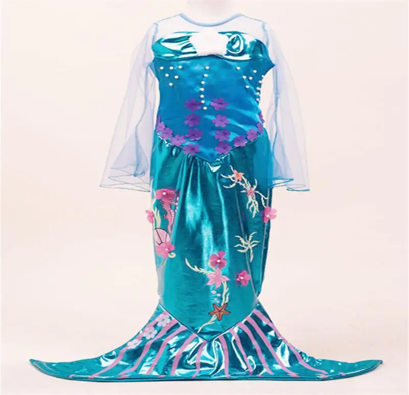 

New Arrival Halloween Carnival Cosplay Girls Kids Mermaid Princess Party Costumes Fishtail Dress Chilldren Perfermance Clothing