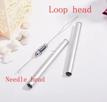 2in1 Metal keration hair needle and loop Indian brazilian extension crochet knitting hook needles styling tools