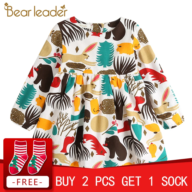 Bear Leader Girls Dress New Spring Casual Style Girls Clothes Long Sleeve Cartoon Forest Animals Graffiti for Kids Dresses Bear Leader Girls Dress New Spring Casual Style Girls Clothes Long Sleeve Cartoon Forest Animals Graffiti for Kids Dresses