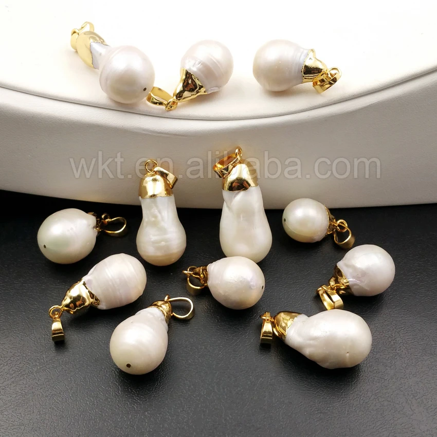 

WT-P1085 Wholesale Natural Freshwater Pearls Pendant With Electroplated 24k Gold Beautiful Colorful Water Droplets Pearl Jewelry