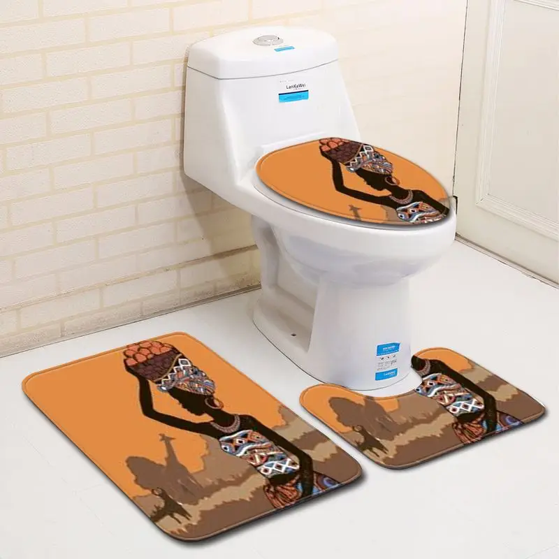 Zeegle микрофибра 3 шт. Набор ковриков для ванной африканские женские коврики для туалета крышка для унитаза Нескользящие Коврики для ванной комнаты Набор ковров для ванной комнаты - Цвет: Sketch9