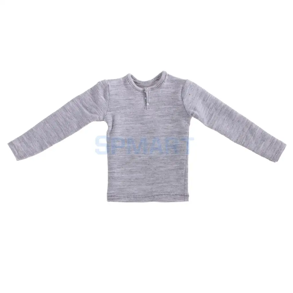 Gray Long Sleeve T-shirt Top 1//6 Scale 12/'/' Male Figure Clothes Accessories