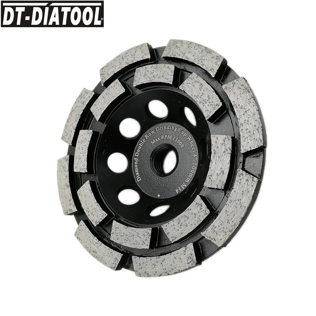 DT-DIATOOL 1 шт. Dia100mm Diamond двухрядные чашевидный шлифовальный круг 4 дюйма для бетонного кирпича твердый камень Гранит Мрамор с M14 нить