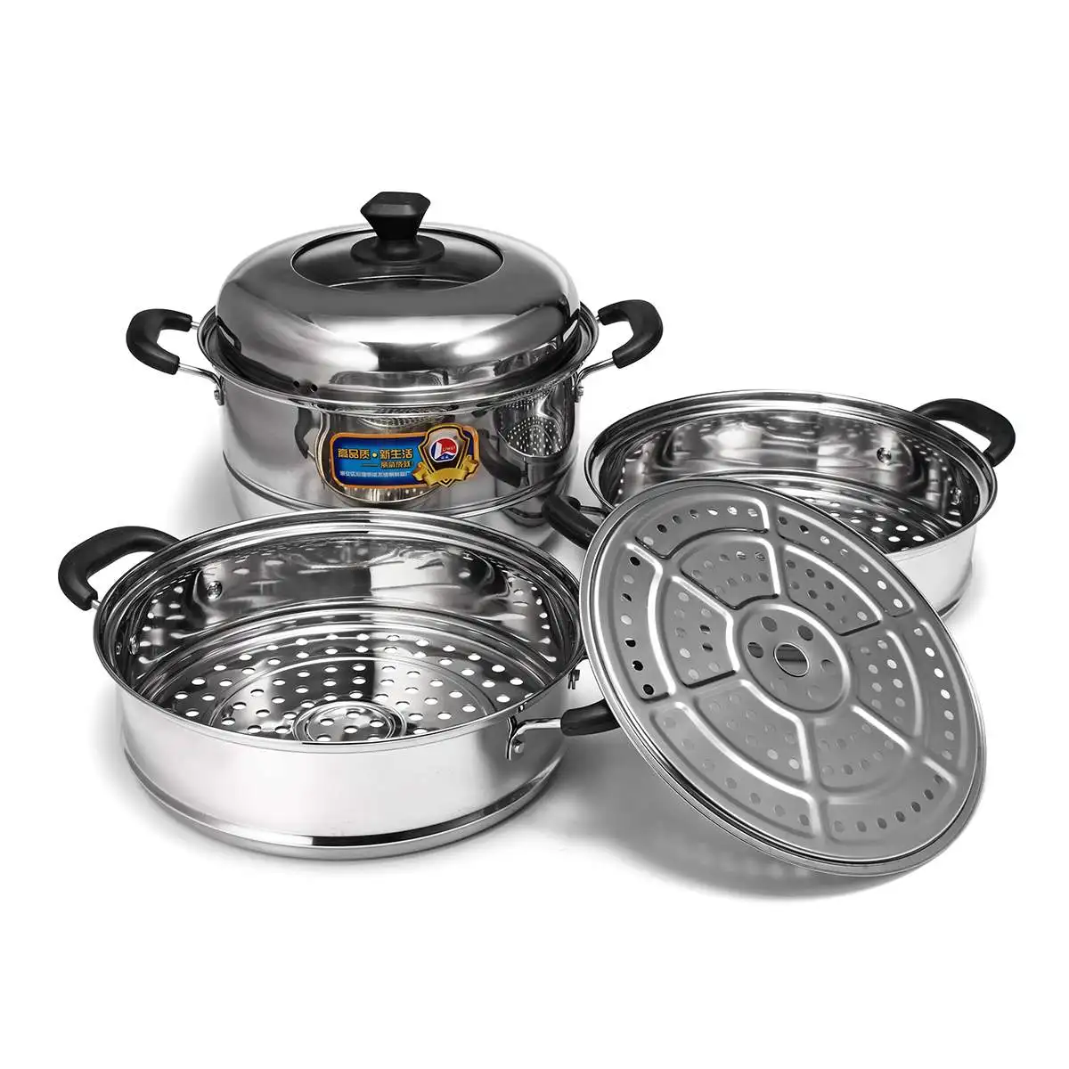  3 Tier Multi-function Steamer Stainless Steel Steam Pot Cookware Home Kitchen Cooking Steamers Boil - 4000013366141